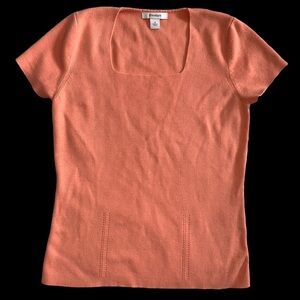 Dress Barn Coral Pink/Orange Short-Sleeve Knit Top